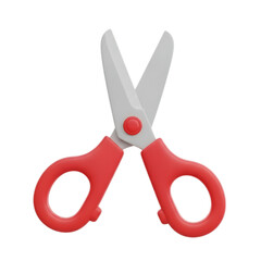 Pair of red handled scissors isolated on transparent background