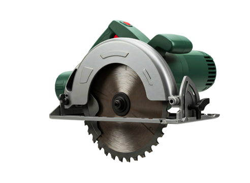 Green circular saw tool isolated on transparent background