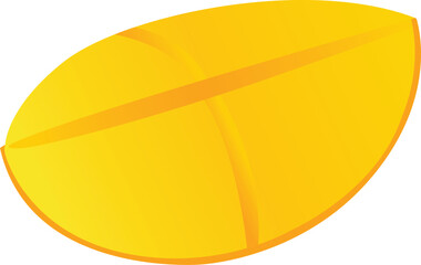 Flat ripe mango slice vector on transparent background