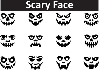 Spooky Halloween pumpkin with a carved scary face a classic autumn holiday symbol isolated on transparent background silhouette