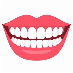A 2d icon of a smiling mouth isolated on a white background