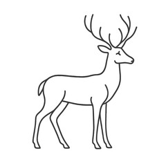 Obraz premium Minimalist glowing line art illustration of a majestic deer with antlers on a black background.
