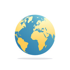 Naklejka premium Isolated globe illustration displaying continents geography map planet Earth