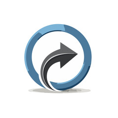 Circular Arrow Directional Sign Pointing Forward for Navigation Guidance and Web Design Icon