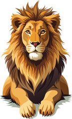 Detailed lion resting vector art.