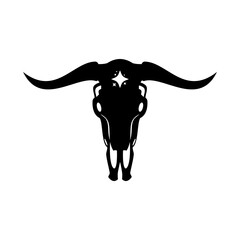 Bull Skull Silhouette Icon logo