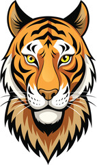 Detailed Whiskered Tiger Portrait Illustration.