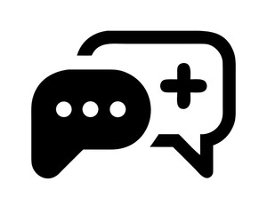 Minimalist icon of chat bubbles symbolizing a new message or adding to an online discussion.
