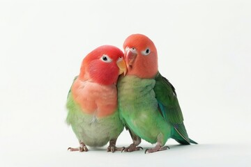 Naklejka premium Colorful lovebirds perched together