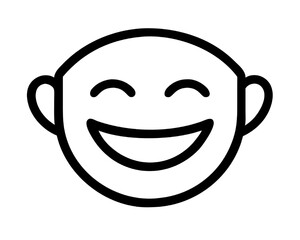 Obraz premium Simple line art icon of a smiling face with ears, symbol of joy and happiness vector illustration