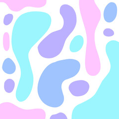 A playful abstract background featuring pastel blue, purple, and pink organic shapes on a white canvas, perfect for modern and minimal design themes.