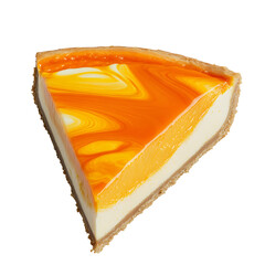 Slice of Cheesecake with Orange Swirl Topping