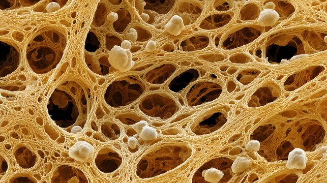Microscopic Structure of Organic Material: Foam Texture and Cellular Network in Biomaterials for Scientific Research and Sustainable Innovation in Microstructure Analysis