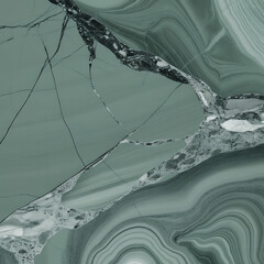 Elegant malachite stone texture with natural dark green and white wavy lines creates an artistic abstract background
