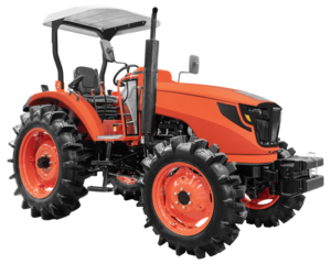 Side view orange tractor