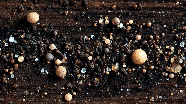 Macro View of Soil Texture: Explore Granules, Organic Matter and Microorganisms in Earth's Microstructure for Agriculture, Environmental Science, and Healthy Ecosystems
