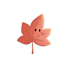 Cute Autumn Leaf Character | Kawaii Fall Season Illustration