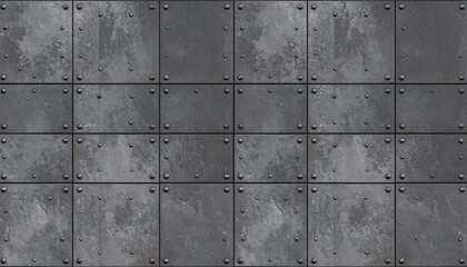 Seamless grungy scratched old steel wall panels background texture. 