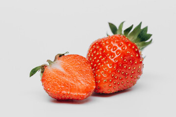 red strawberry berries isolated on white backgroung, tasty and delicious food