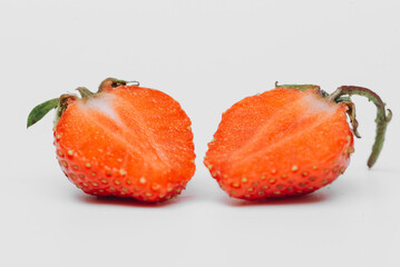 red strawberry berries isolated on white backgroung, tasty and delicious food