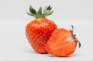 red strawberry berries isolated on white backgroung, tasty and delicious food