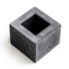 Square hollow concrete block on white background
