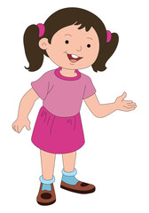 Girl raising one hand and smiling