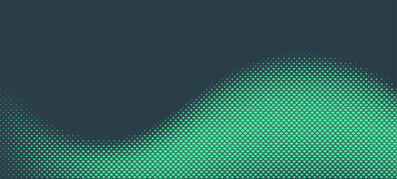 Parallelogram Halftone Vector Dynamic Smooth Curved Border Eye Catching Abstract Background. Modern Half Tone Striking Pattern Conceptual Turquoise Texture. Bent Form Abstraction Teal Green Wallpaper