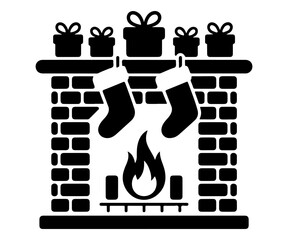 Christmas fireplace Vector Art, fireplace Silhouette