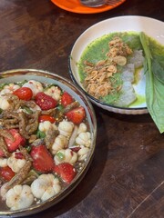Thai seafood salad on the table