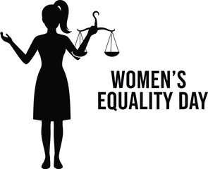 Vector art of silhouette of a woman holding scales for women's equality day the image represents the fight for equal rights and opportunities for women