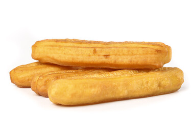 Crispy golden fries stacked together on a clean white background showcasing gourmet traditional style