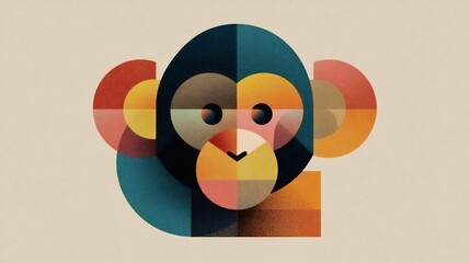 Fototapeta premium Geometric Chimpanzee Illustration with Abstract Animal Art.