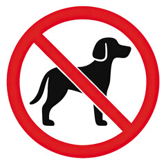 No Dog Sign Displaying Red Circle and Cross Over Black Dog Silhouette on Transparent Background
