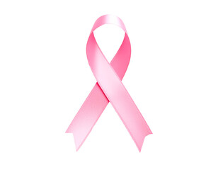 Lazo rosa de concientización sobre el cáncer de mama, fondo blanco