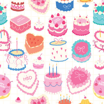 Birthday cake seamless pattern background
