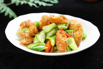 Chinese food, Cantonese food, towel gourd deep-fried dough sticks