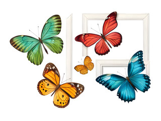 set of colorful butterflies