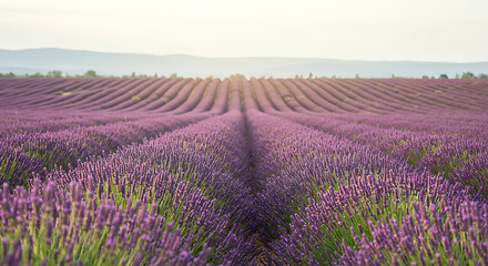 Fototapeta premium Rows of Purple Lavender Blossoms in a Field.