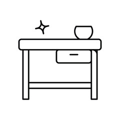 Dining Chair line icon with white background vector stock illustration
