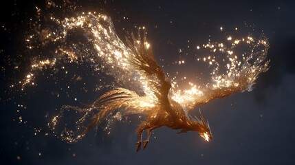 Golden Phoenix Firebird Fantasy Art.