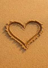 Fototapeta premium Heart drawn on sandy beach.