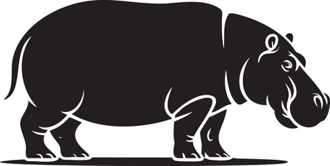 Bold hippopotamus silhouette for logo design or creative project needs a wild animal touch of the African river