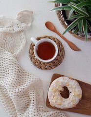 cup of tea and donut
