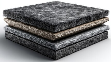 Layered Insulation Material: Close-up showcases a cross-section of various insulation layers, demonstrating effective thermal and acoustic properties.
