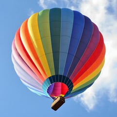 Colorful Hot Air Balloon Soaring in Blue Sky multicolored