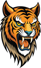 Snarling Tiger Head Roaring Fiercely.