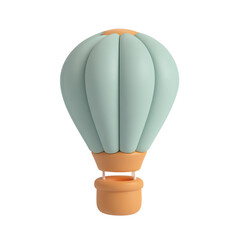 Obraz premium Pastel clay tall hot-air balloon with burner and basket, isolated on white background