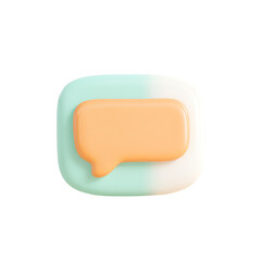 Pastel clay square chat bubble with tail, isolated on white background