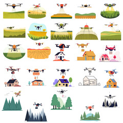 Obraz premium Drones in Action – 36 Colorful Scenes Across Diverse Landscapes
